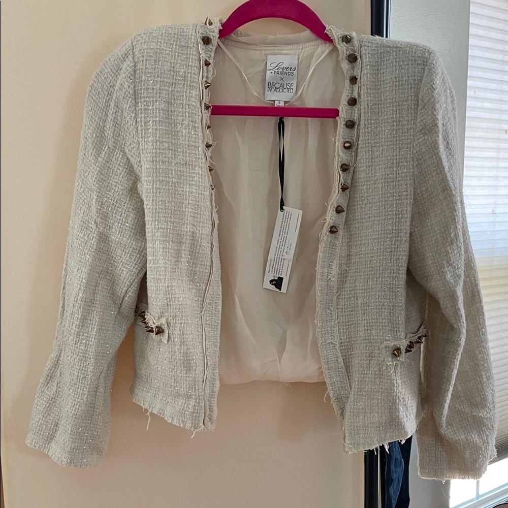 Lovers + Friends Textured Cream Blazer